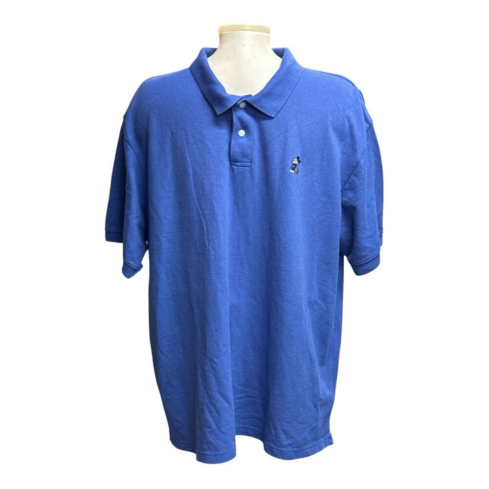 Disney Parks Mickey Mouse Pique Polo Shirt Adult XXL Blue Embroidered Short Slv